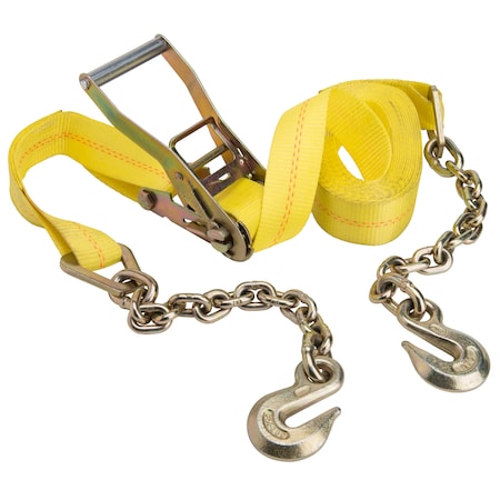 Keeper 27'X2" Ratchet Tie-Down w/Chain Ends, Grab Hook/Delta Ring, 3,333Lbs WLL 4650